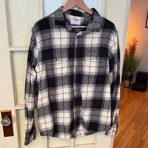 NWT old navy mens black & white flannel - L